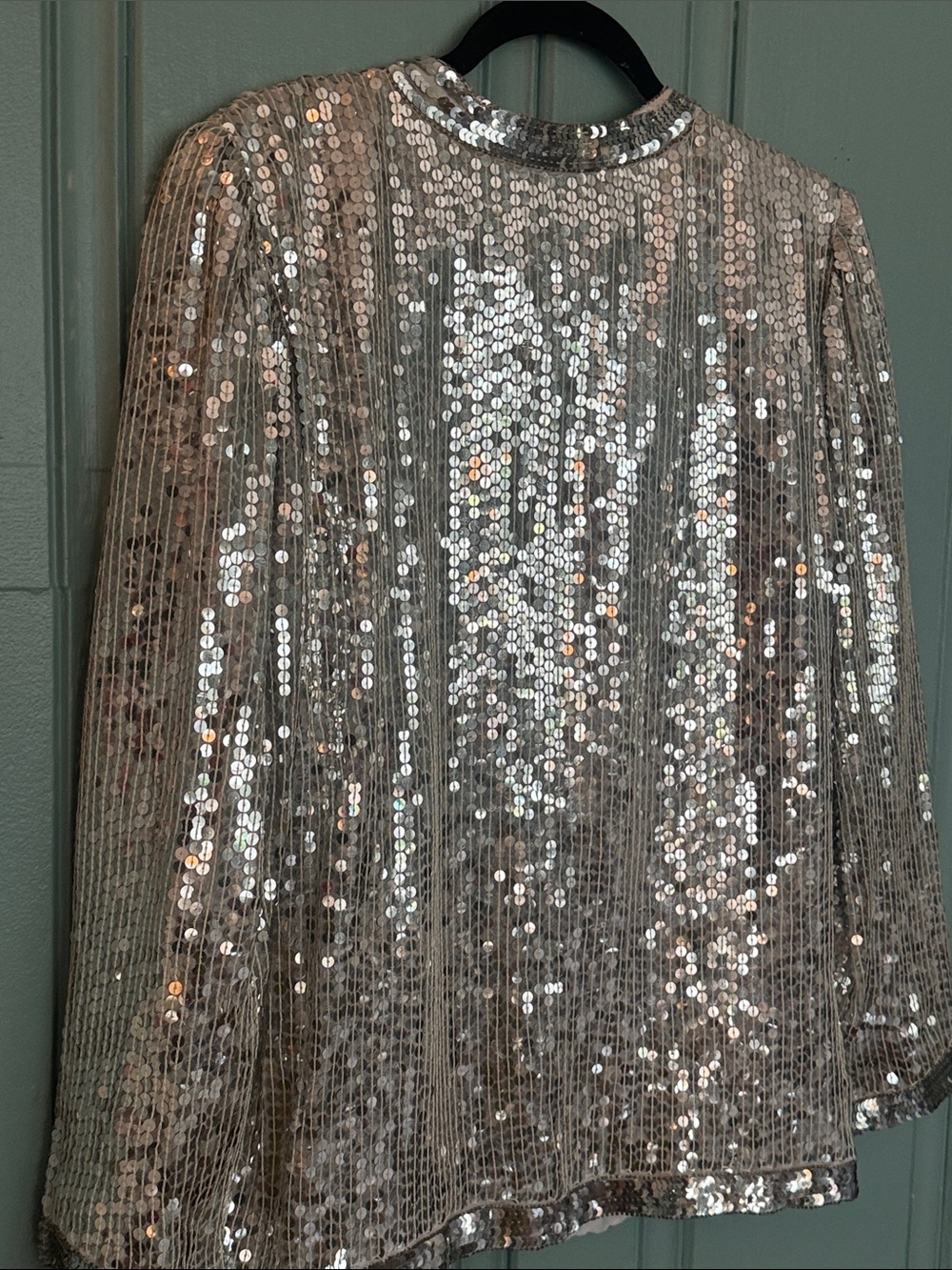 Vintage 70s 80s Champ Ellyse Silver Sequin Blazer Jacket w Disco Festival Vibes - Picture 9 of 12